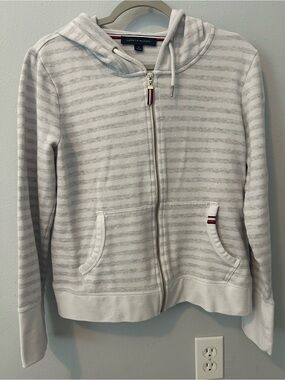 Tommy Hilfiger White Hoodie with Red & Navy Trim